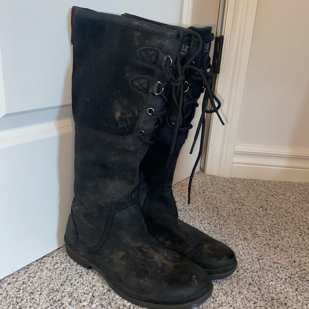 UGG Lace Up Black Waterproof Winter Boots